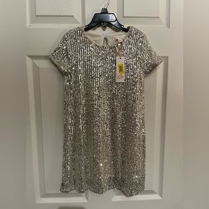 Girls Short Sleeve Sequin Dress
